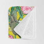 Vintage Oriental Peacocks, Peonies, Birds & Pagodas Print Throw Blanket Gallery Image 3