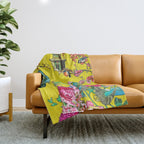Vintage Oriental Peacocks, Peonies, Birds & Pagodas Print Throw Blanket Gallery Image 1