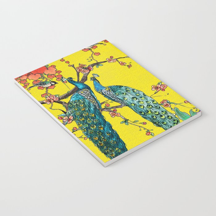 Vintage Oriental Peacocks, Peonies, Birds & Pagodas Print Notebook Gallery Image 3