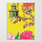 Vintage Oriental Peacocks, Peonies, Birds & Pagodas Print Notebook Gallery Image 4