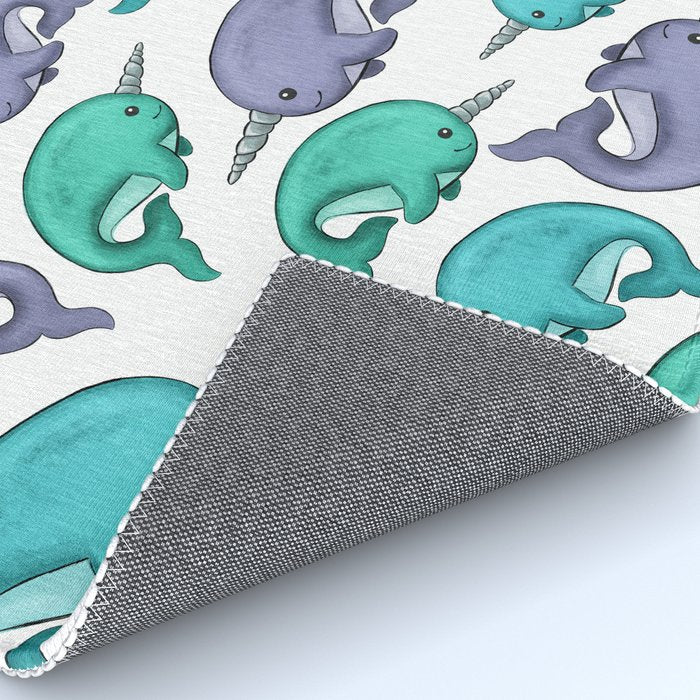Narwhal Print, Blue, Green, Purple Narwhals Rug Gallery Image 4
