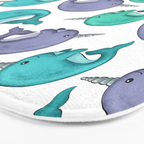 Narwhal Print, Blue, Green, Purple Narwhals Bath Mat Gallery Image 3
