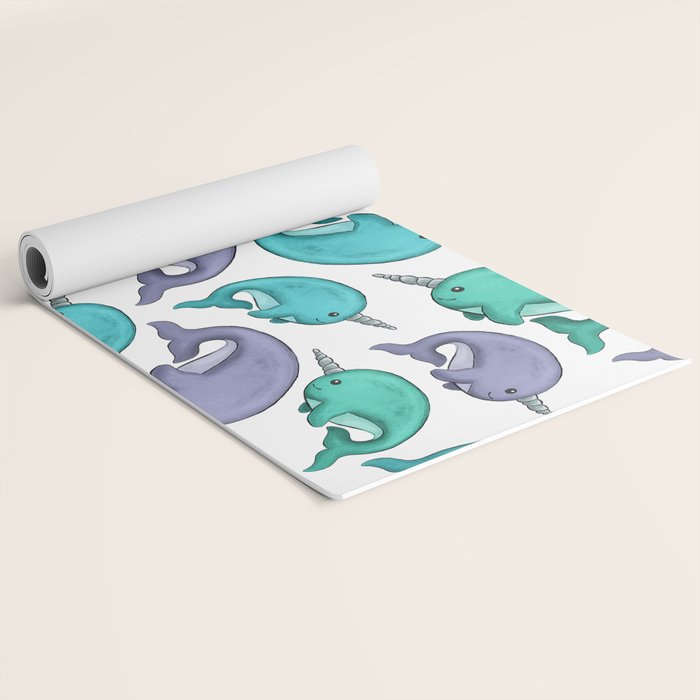 Narwhal Print, Blue, Green, Purple Narwhals Yoga Mat Gallery Image 2