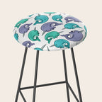 Narwhal Print, Blue, Green, Purple Narwhals Stool Gallery Image 2