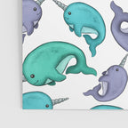 Narwhal Print, Blue, Green, Purple Narwhals Poster Gallery Image 3