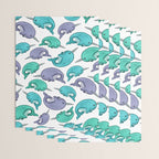 Narwhal Print, Blue, Green, Purple Narwhals Wrapping Paper Gallery Image 3