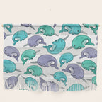 Narwhal Print, Blue, Green, Purple Narwhals Wall Hanging Gallery Image 1