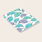 Narwhal Print, Blue, Green, Purple Narwhals Notebook Gallery Image 2
