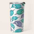 Narwhal Print, Blue, Green, Purple Narwhals Travel Mug Gallery Image 2
