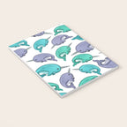 Narwhal Print, Blue, Green, Purple Narwhals Notebook Gallery Image 3