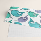 Narwhal Print, Blue, Green, Purple Narwhals Wrapping Paper Gallery Image 2