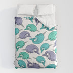 Narwhal Print, Blue, Green, Purple Narwhals Comforter Gallery Image 6