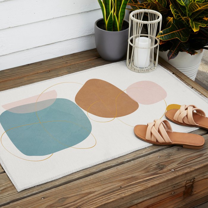 Soft Abstract Shapes 11 Outdoor Rug Gallery Image 2