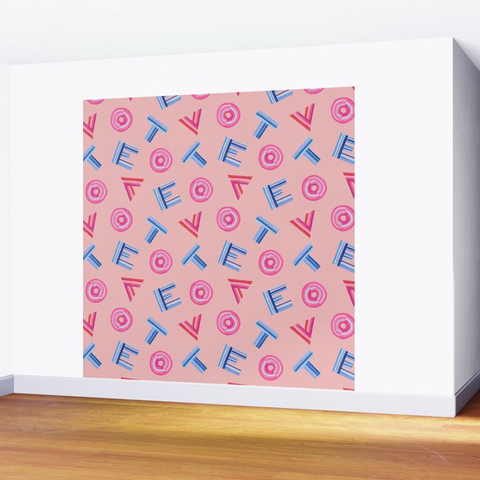 Cast Your Vote | Hand-Lettered Pattern in Peach Wall Mural Gallery Image 2