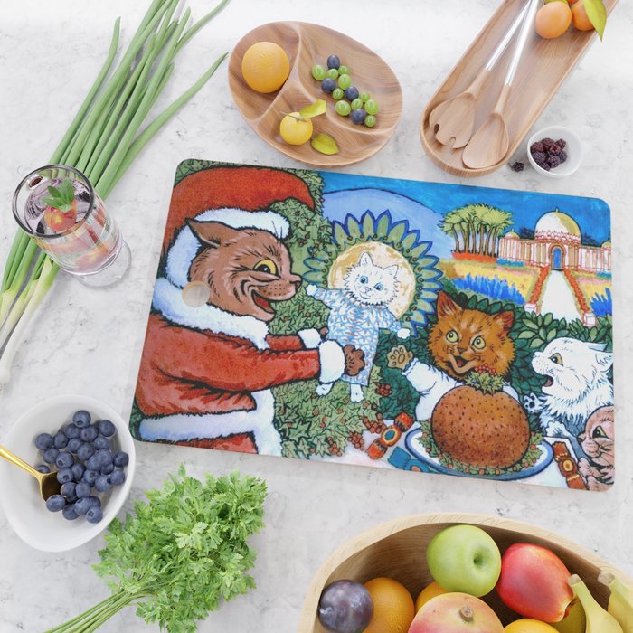 'Christmas Gift' Louis Wain Vintage Cat Cutting Board Gallery Image 2