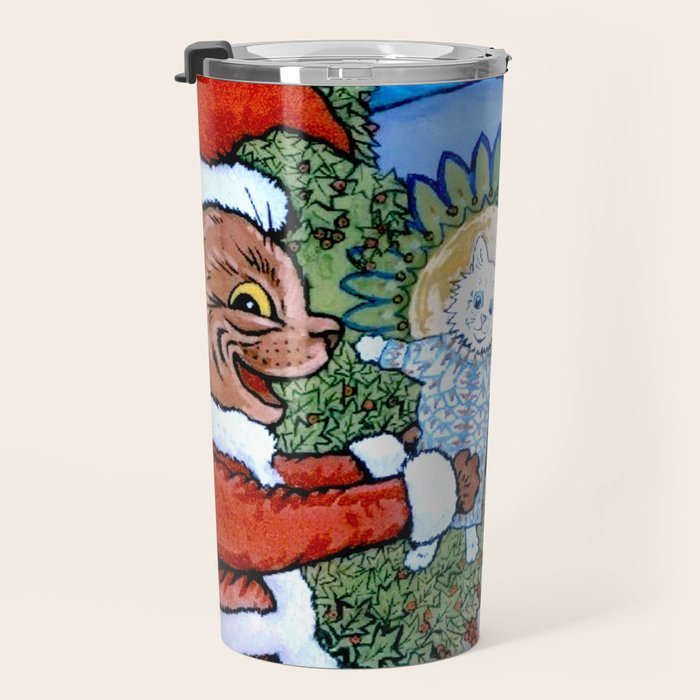 'Christmas Gift' Louis Wain Vintage Cat Travel Mug Gallery Image 3