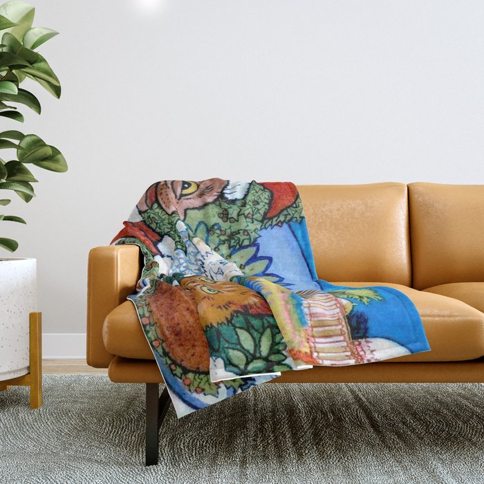 'Christmas Gift' Louis Wain Vintage Cat Throw Blanket Gallery Image 1