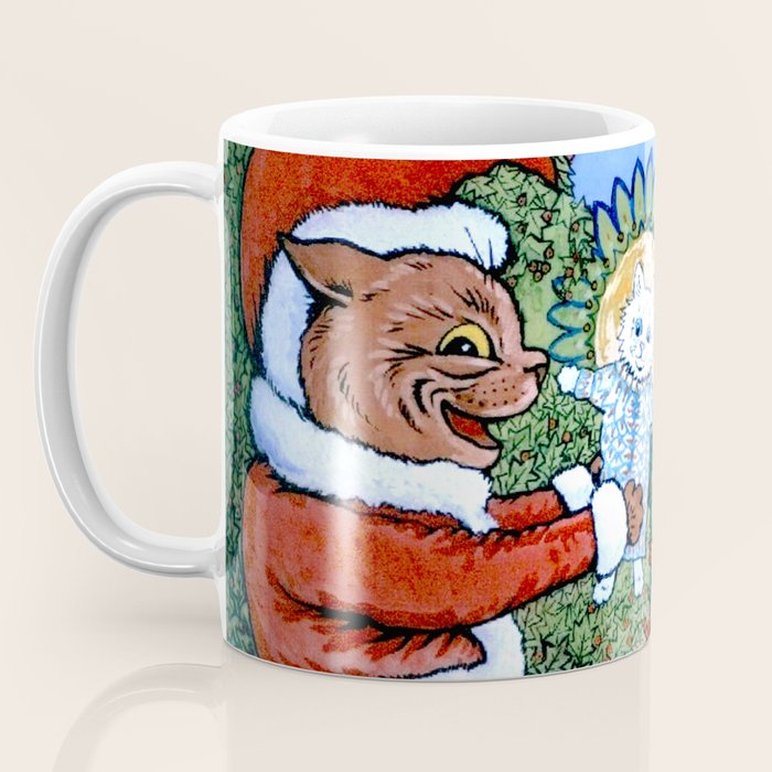 'Christmas Gift' Louis Wain Vintage Cat Coffee Mug Gallery Image 3