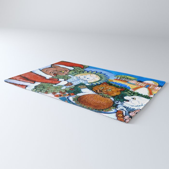'Christmas Gift' Louis Wain Vintage Cat Rug Gallery Image 3