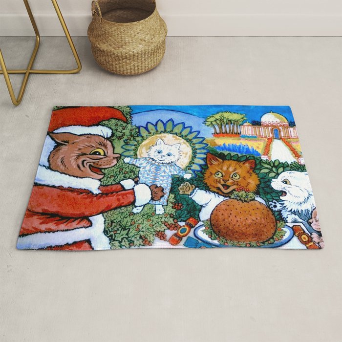 'Christmas Gift' Louis Wain Vintage Cat Rug Gallery Image 1