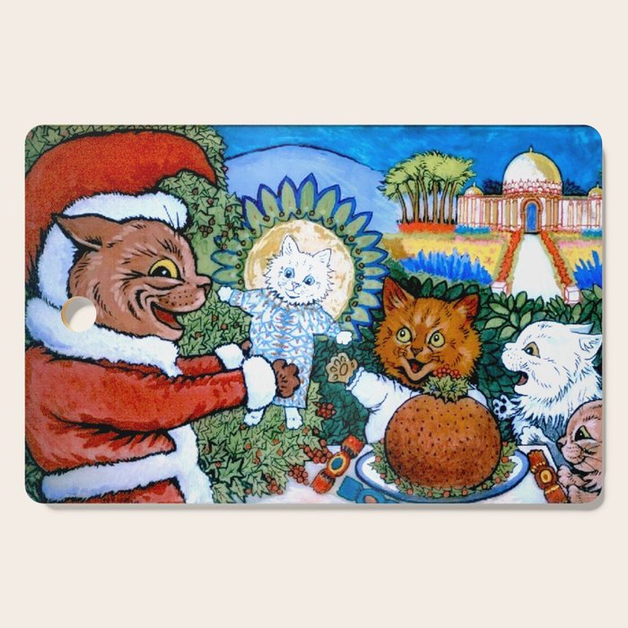 'Christmas Gift' Louis Wain Vintage Cat Cutting Board Gallery Image 1