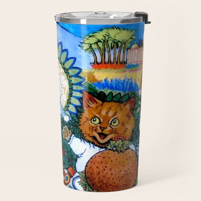 'Christmas Gift' Louis Wain Vintage Cat Travel Mug Gallery Image 2