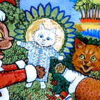 'Christmas Gift' Louis Wain Vintage Cat Coffee Mug Gallery Image 2