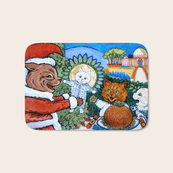 'Christmas Gift' Louis Wain Vintage Cat Bath Mat Gallery Image 1