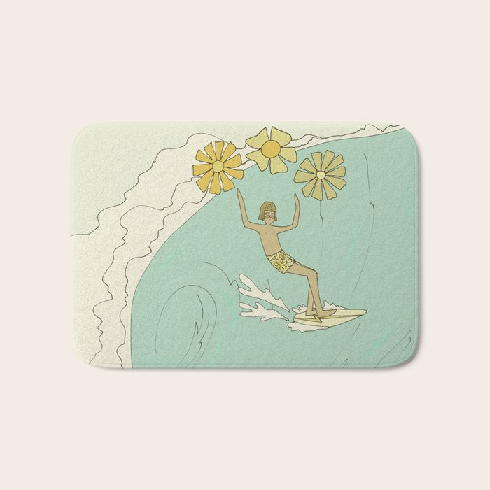 pipeline master style guru gerry lopez // retro surf art by surfy birdy Bath Mat Gallery Image 1