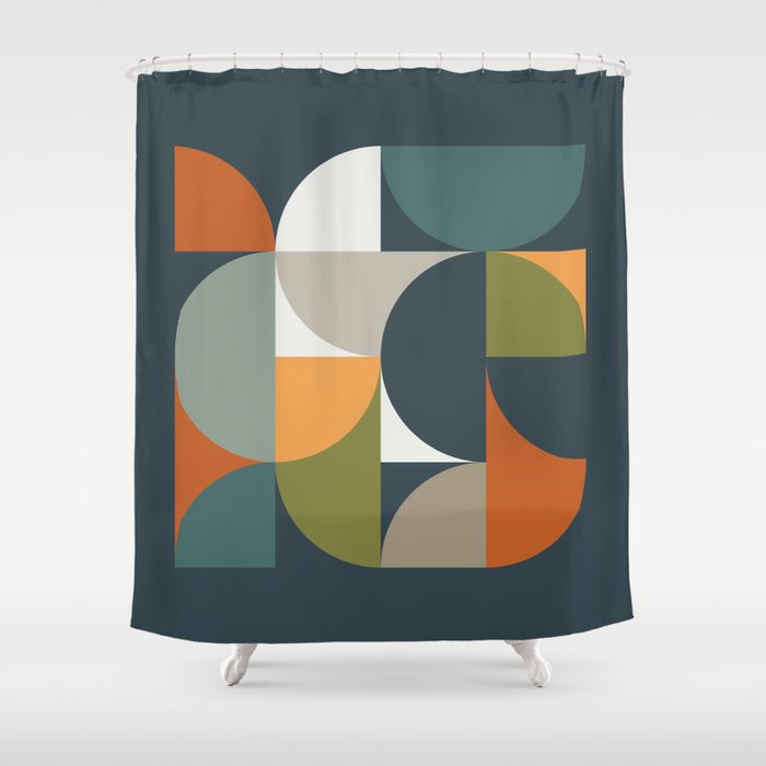 Mid Century Geometric 12/2 Shower Curtain Gallery Image 1