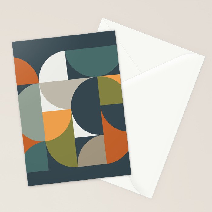 Mid Century Geometric 12/2 Stationery Card Gallery Image 2