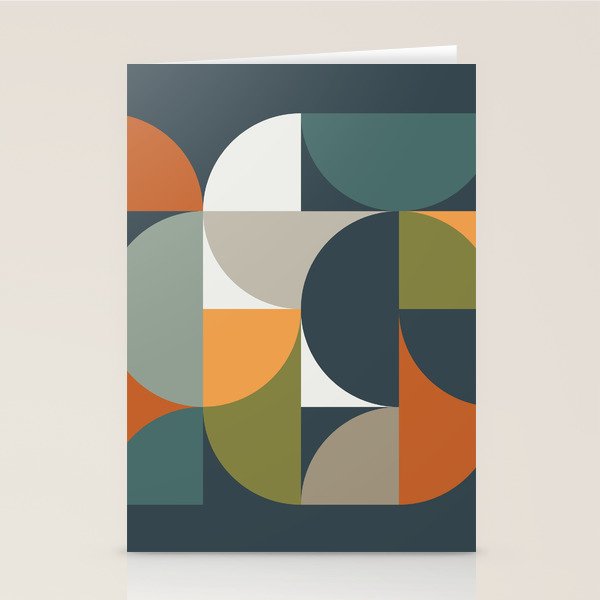Mid Century Geometric 12/2 Stationery Card Gallery Image 1