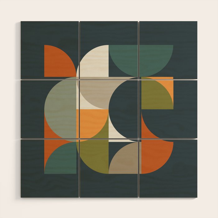Mid Century Geometric 12/2 Wood Wall Art Gallery Image 1