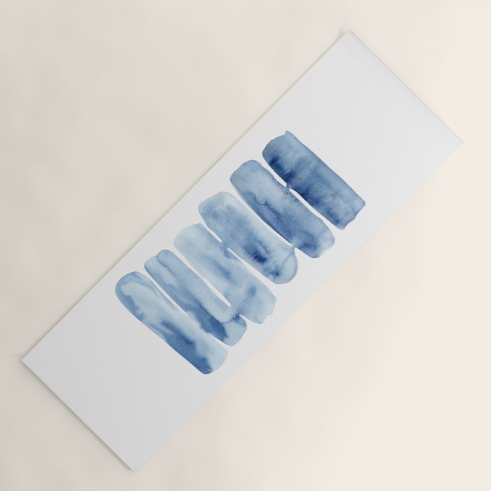 Blue Lines | Watercolor Painting Yoga Mat Gallery Image 1