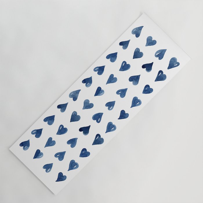 Hearts Watercolor Pattern Yoga Mat Gallery Image 1