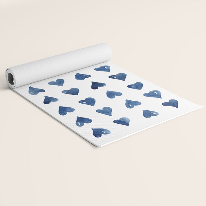 Hearts Watercolor Pattern Yoga Mat Gallery Image 2