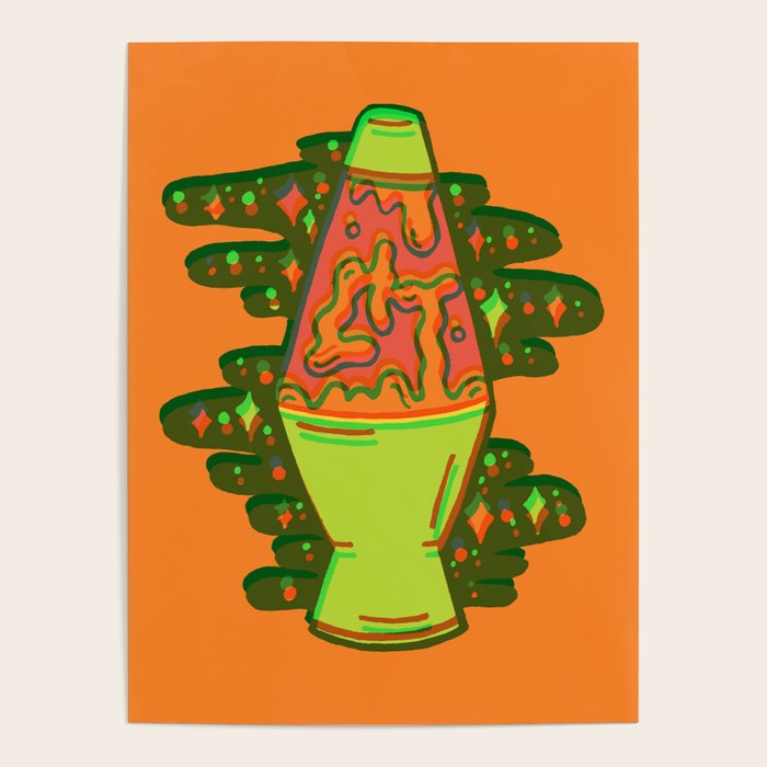 Lit lava lamp in orange in 3D Poster Gallery Image 4