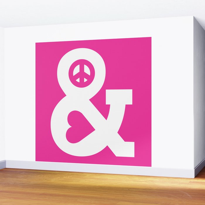 Peace and Love (pink edition) Wall Mural Gallery Image 2
