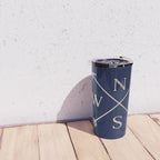 Gold on Navy Blue Compass Travel Mug Gallery Image 4