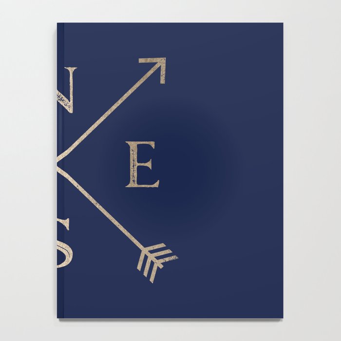 Gold on Navy Blue Compass Notebook Gallery Image 4