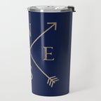 Gold on Navy Blue Compass Travel Mug Gallery Image 2