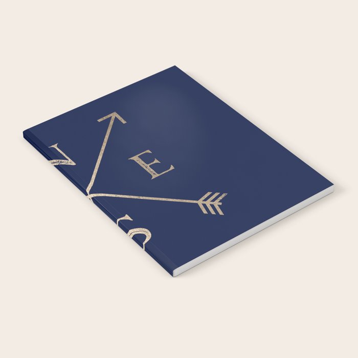 Gold on Navy Blue Compass Notebook Gallery Image 1