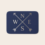 Gold on Navy Blue Compass Bath Mat Gallery Image 1