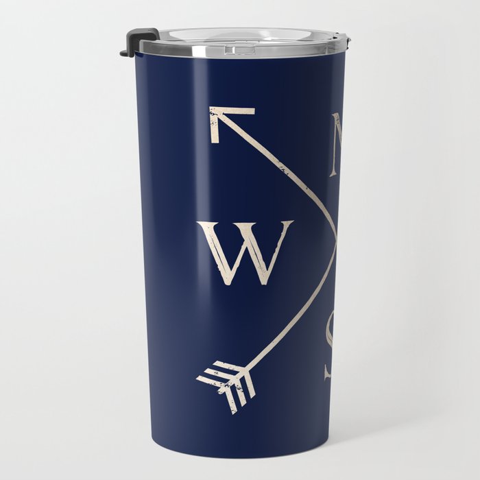 Gold on Navy Blue Compass Travel Mug Gallery Image 3