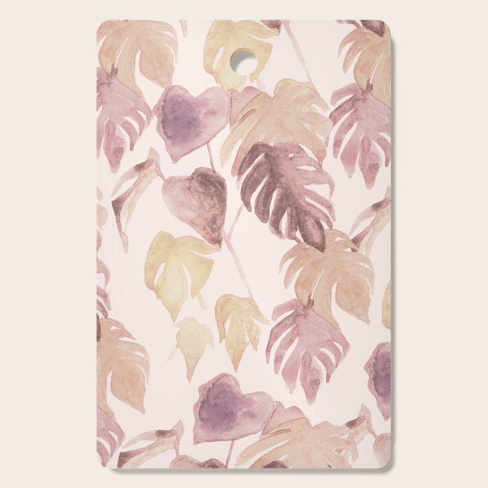 Modern boho pink tropical watercolour palms Cutting Board Gallery Image 1