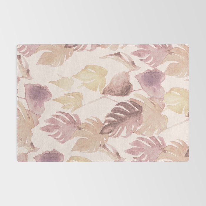 Modern boho pink tropical watercolour palms Rug Gallery Image 2