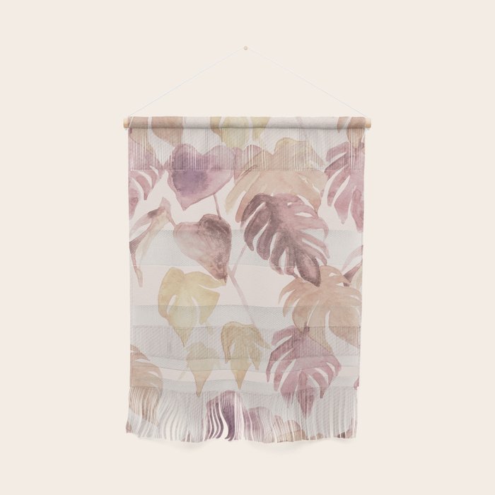 Modern boho pink tropical watercolour palms Wall Hanging Gallery Image 1
