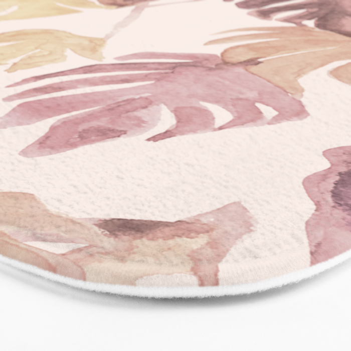 Modern boho pink tropical watercolour palms Bath Mat Gallery Image 3