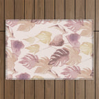 Modern boho pink tropical watercolour palms Outdoor Rug Gallery Image 1