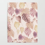 Modern boho pink tropical watercolour palms Poster Gallery Image 4